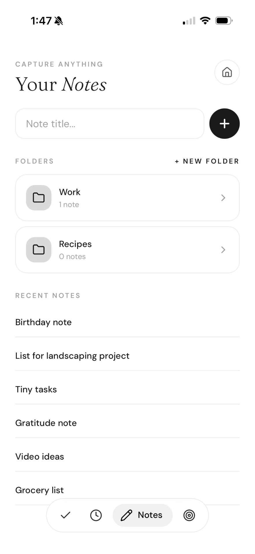 DialedIn notes screen